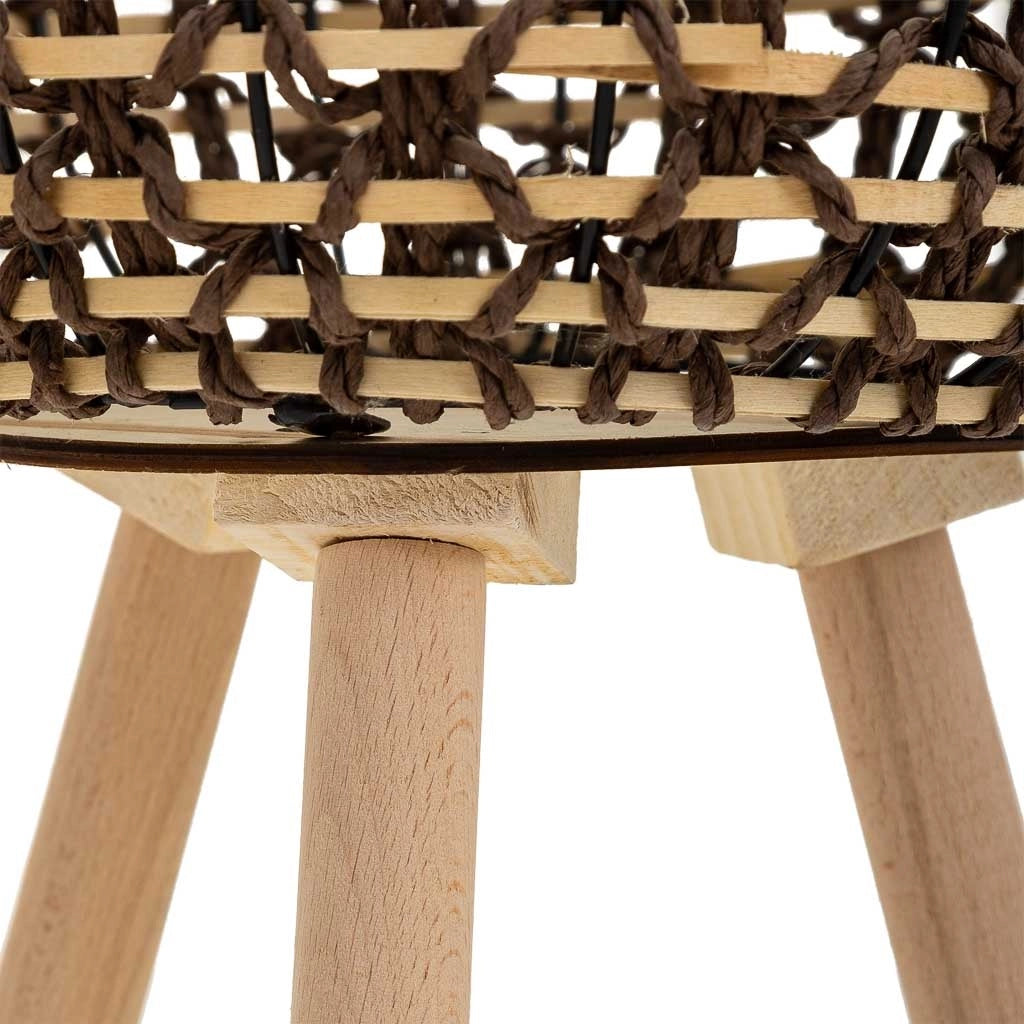 Fioriera in legno, metallo e corda di carta marrone d29,5x19/42h