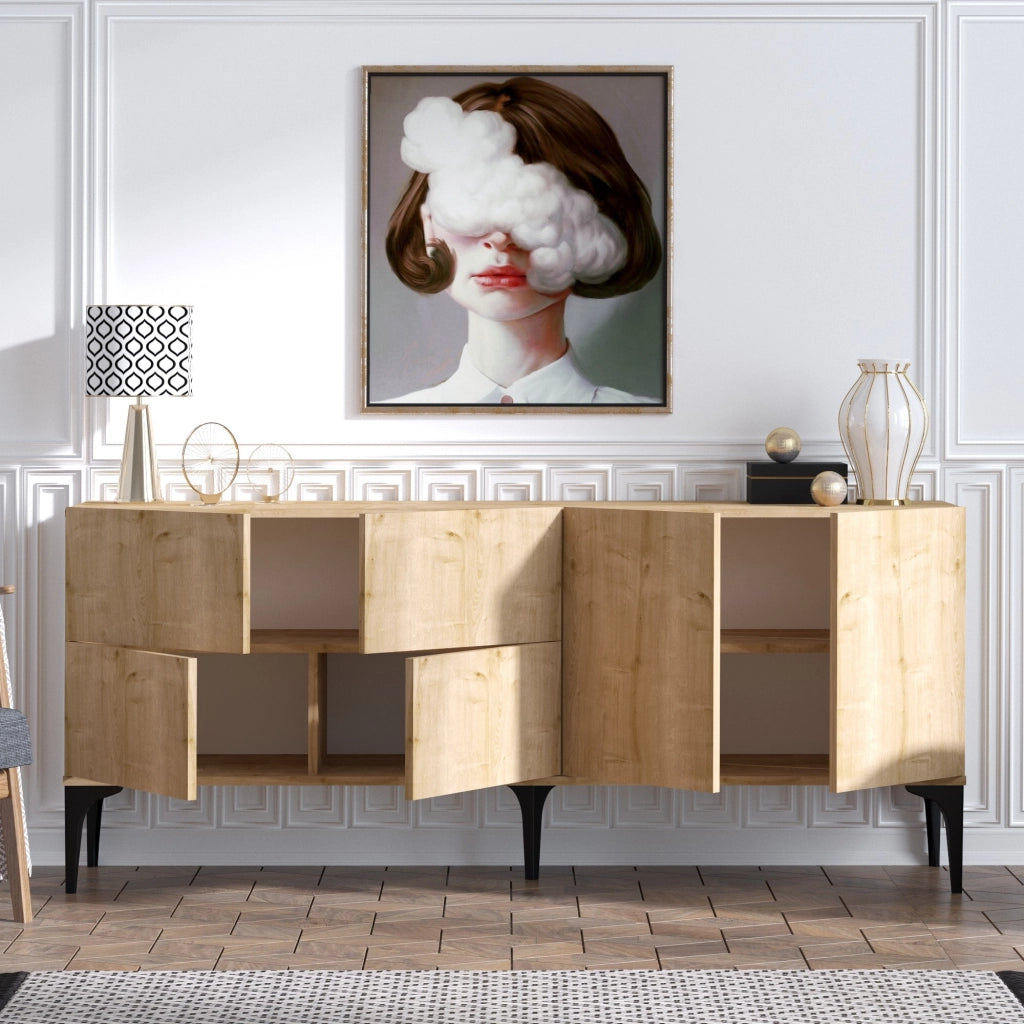 Credenza in legno "Laika" - 180 x 40 x 80 cm - Beige