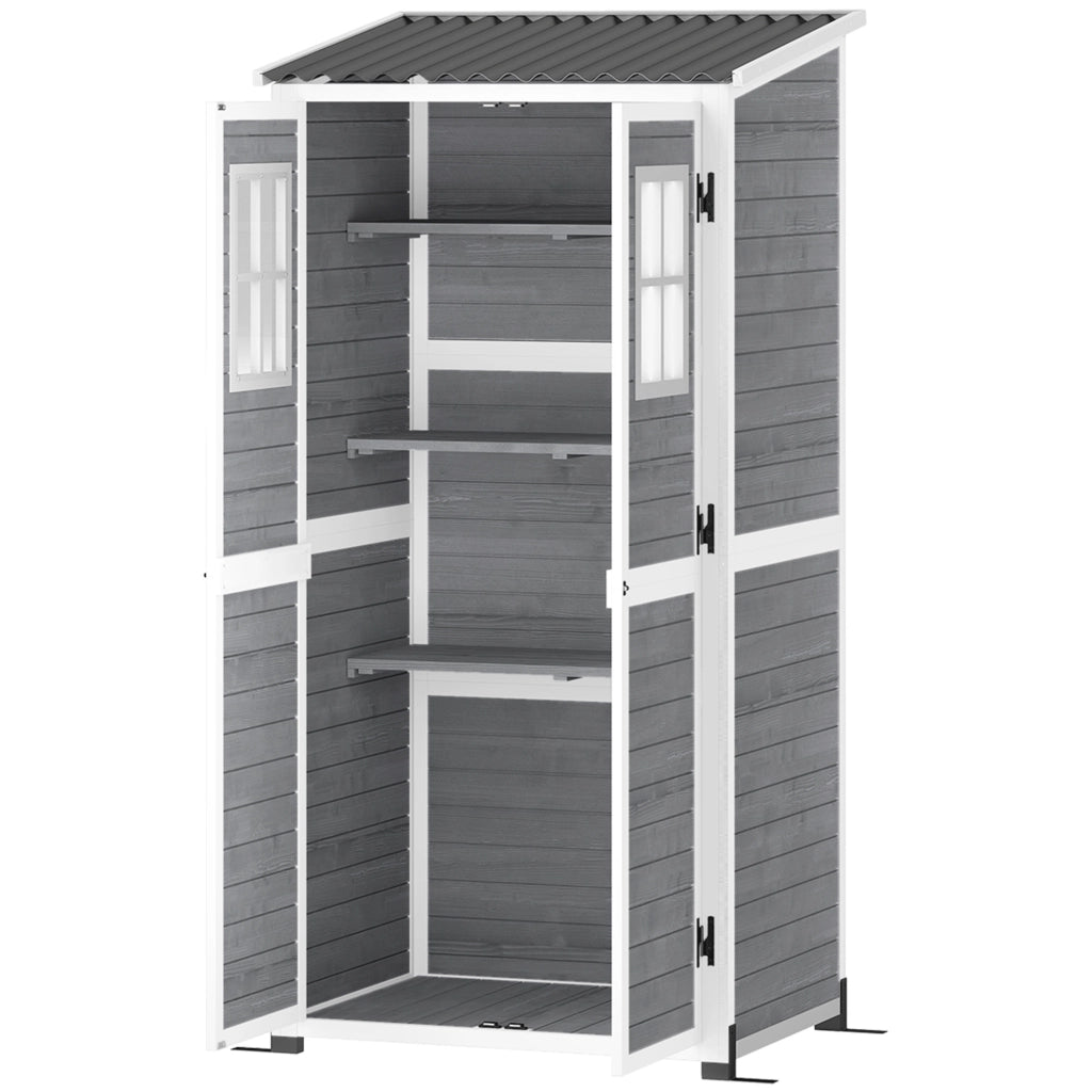 Casetta da Giardino in Legno con Ripiani ¨C zephmum ¨C Grigio 88x132x19