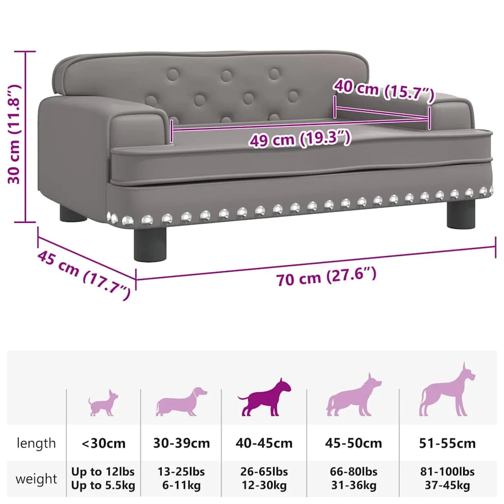 Cuccia per cani a forma di cesto comoda 70 x 45 x 30 cm in similpelle grigia 02_0042824
