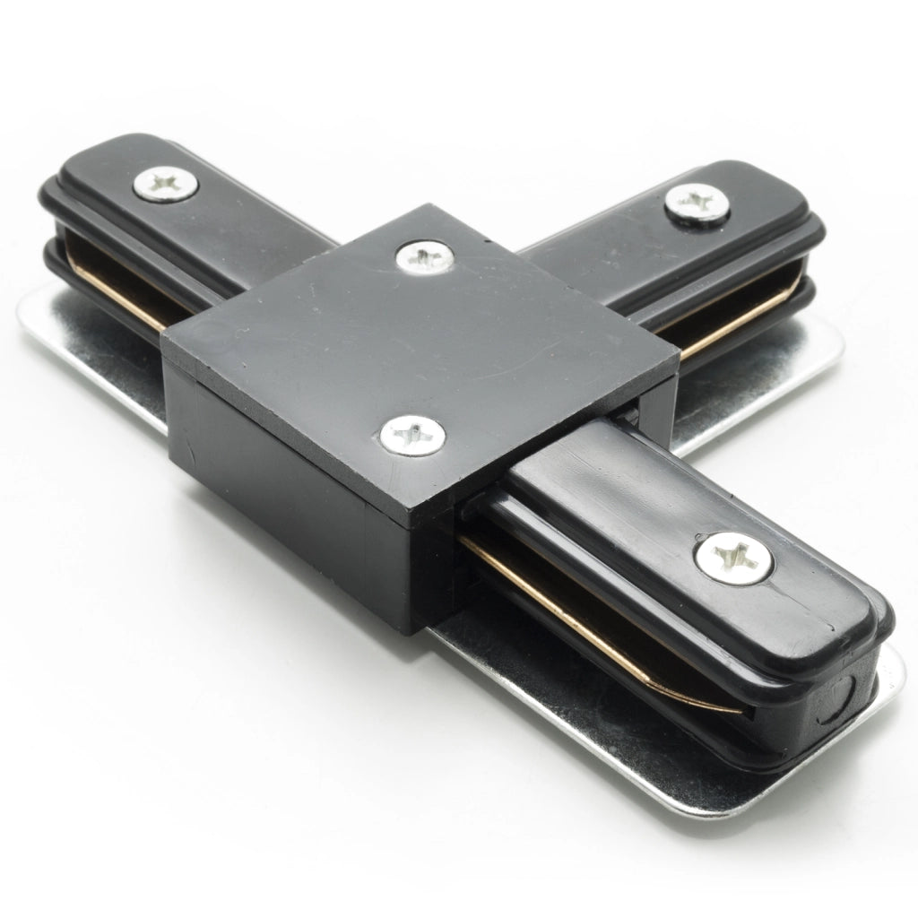 Connettore per binario track monofase giunto connessione a T doppio contatto COLORE NERO