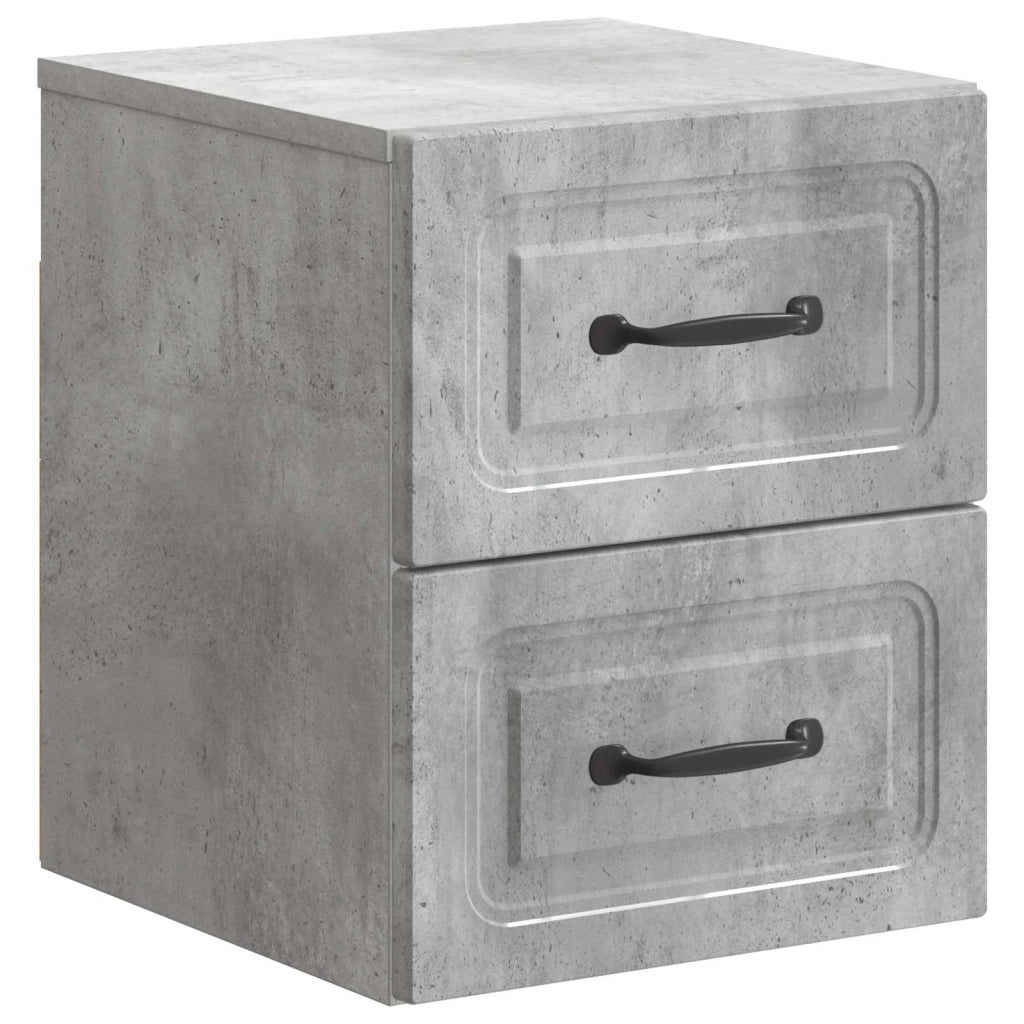 Set di 2 Comodini | Armadio da Notte | Mobiletto da notte a muro con cassetto Grigio Cemento