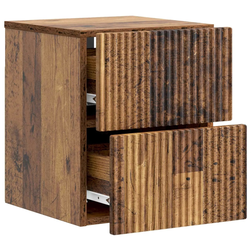 Mobiletto da notte a muro 2 pcs Legno antico 33 x 34,5 x 40 cm 898482