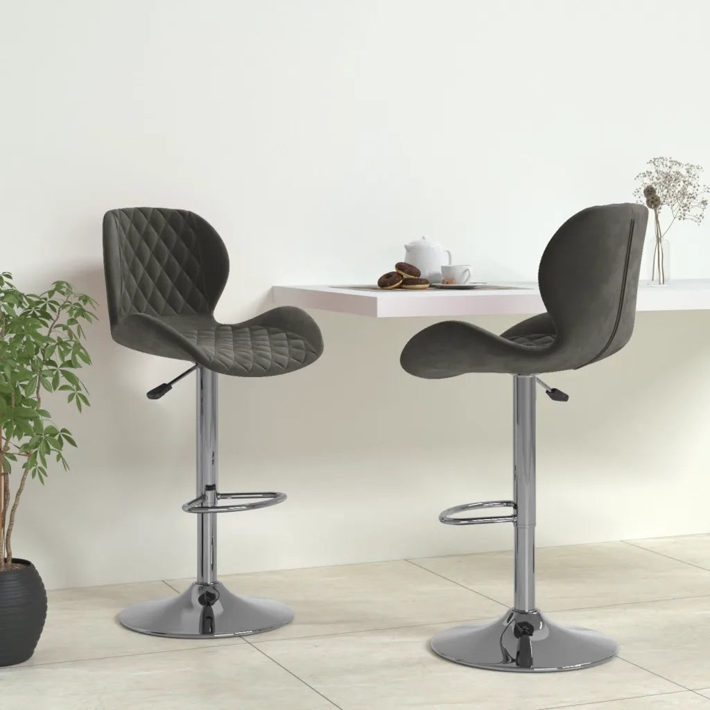Sedie da Bar 2 pz Grigio Scuro in Velluto 334912