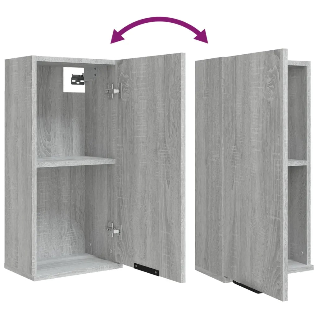 Mobiletto da bagno classico a parete 32 x 20 x 67 cm ampio spazio contenitivo design pulito legno composito grigio 02_0048298