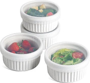 Set di forme per soufflé in ceramica - 4 pezzi - 350 ml - Resistente al forno - Stivabile - per Airfryer - Cottura - Pudding - Dip - Gelato - Bianco