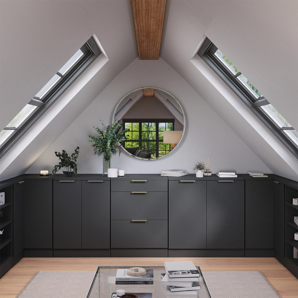 Mobile per mansarda Rion Antracite-oro/Antracite 60 x 83.8 cm senza inclinazione con 3 cassetti Vicco