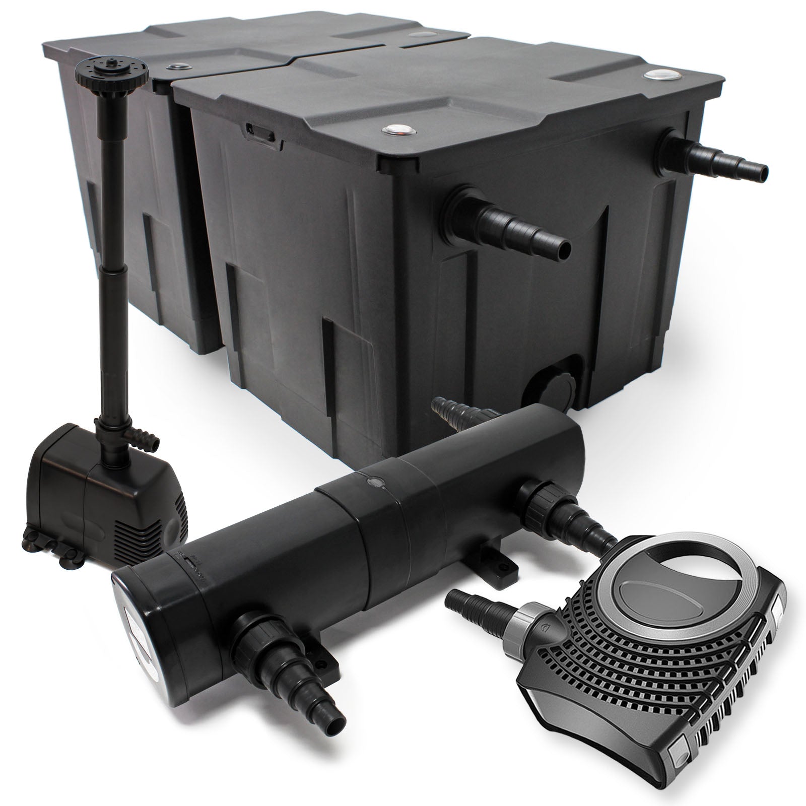 Set: Filtro bio per laghetto 60000l Chiarificatore UVC 36W Pompa 80W Pompa fontana
