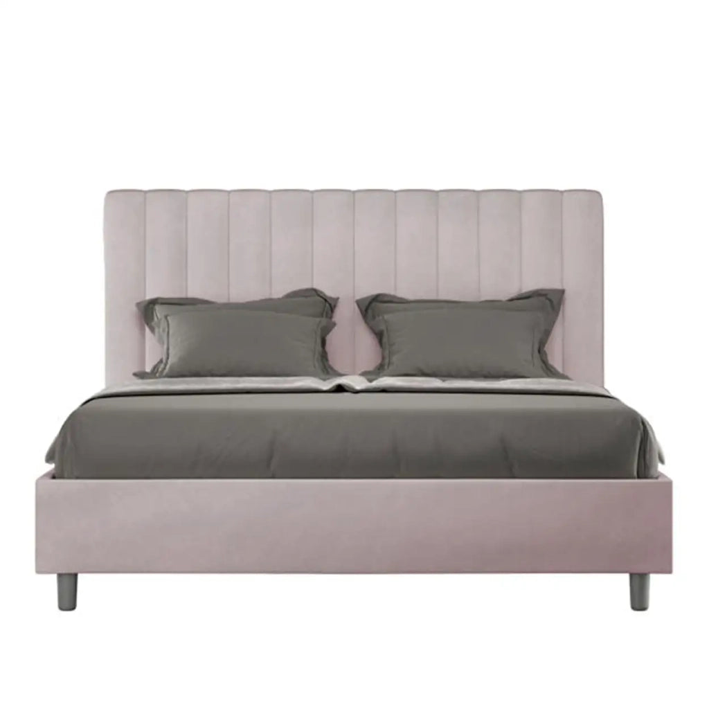 Letto matrimoniale contenitore imbottito 160x190 microfibra glicine Agueda