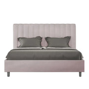 Letto matrimoniale contenitore imbottito 160x190 microfibra glicine Agueda