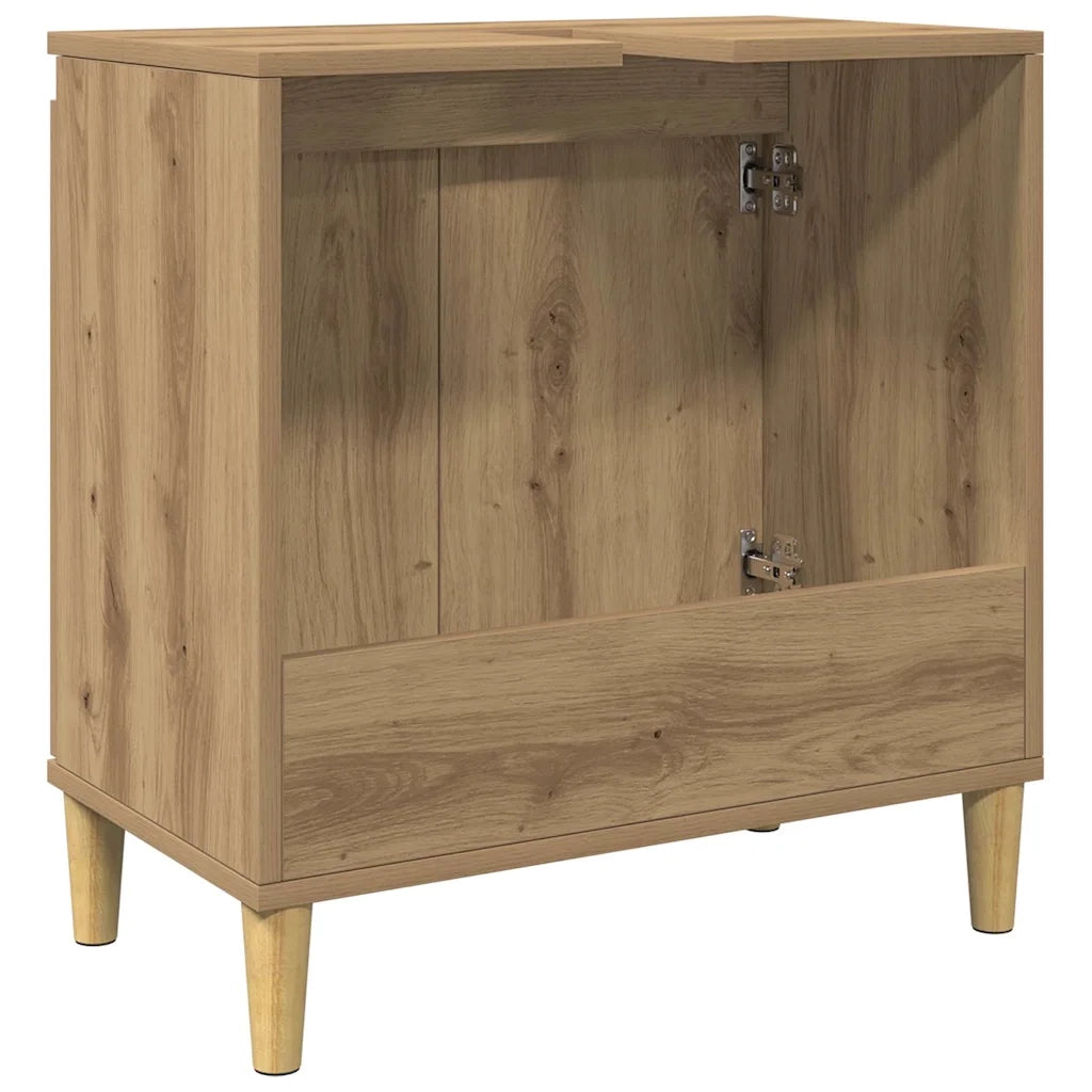 Mobiletto sottolavello moderno con ampio spazio contenitivo 58 x 33 x 60 cm finitura rovere ingegnerizzato realizzato artigianalmente 02_0051042