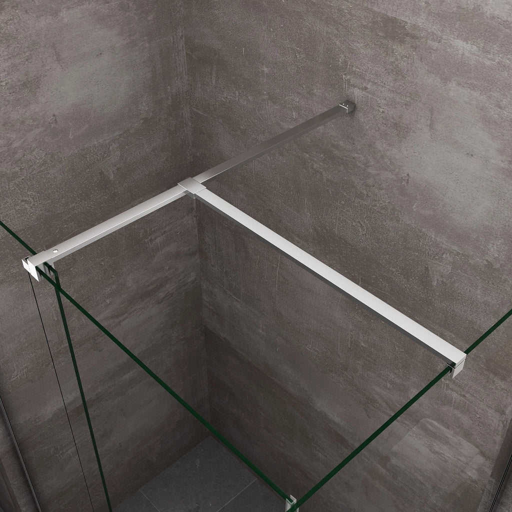 Box Doccia Angolare Con Pannello Fisso Laterale E Porta Frontale Scorrevole Senza Telaio H 200 Cromo Trasparente Cm 100 (98-100) x 150 (146-151)