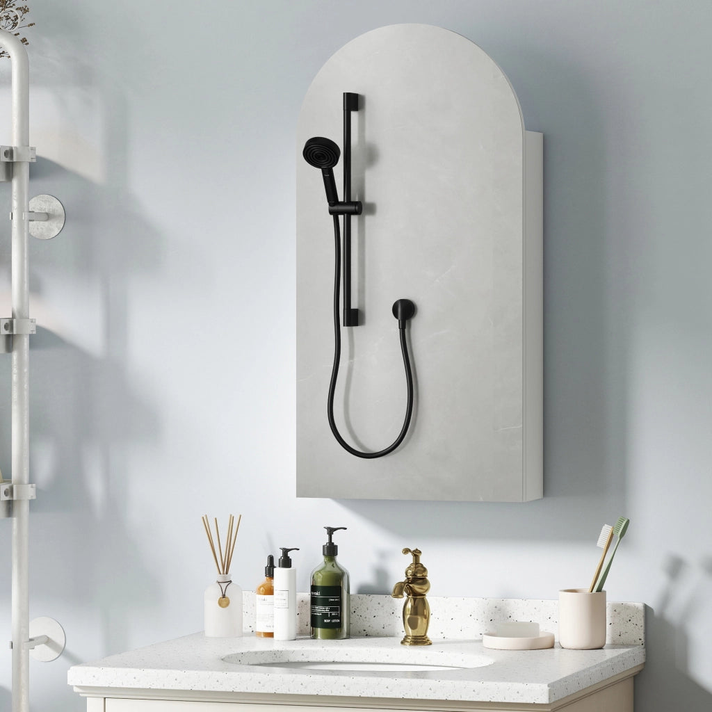 Armadio da bagno con specchio e ripiani in vetro ¨C zephmum ¨C bianco 60x30x