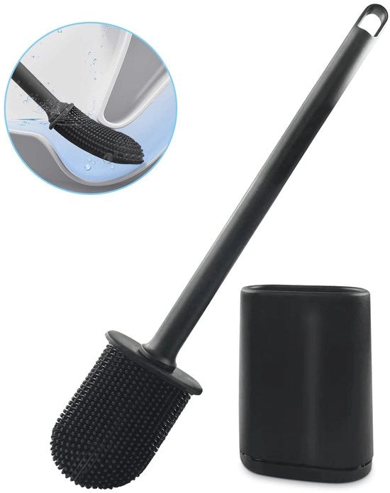 Set di Spazzole per la Toilette in Silicone - Montaggio a Parete, Flessibile e Rapido Asciugamento - Set per la Pulizia Facile