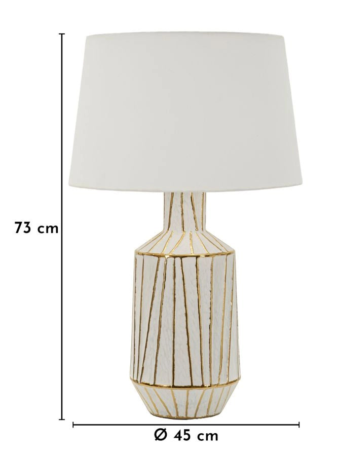 Lampada da Tavolo Tangeri Ø45x73 cm in Ceramica e Ferro e Tessuto Bianco e Oro