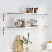 Mensole a Muro 2 pz 100x23,5 cm Argento in Acciaio Inossidabile 3214504