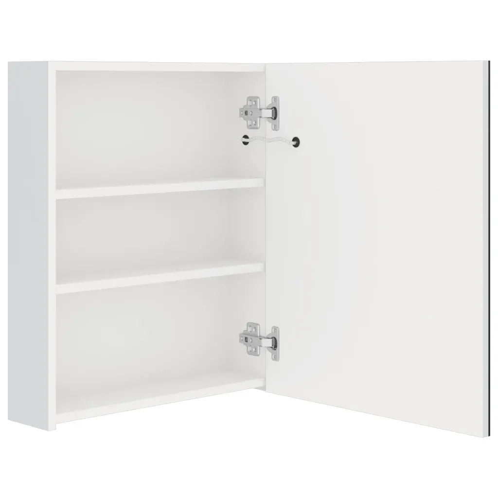 Armadietto Bagno con Specchio e LED Bianco Lucido 50x14x60 cm 326486