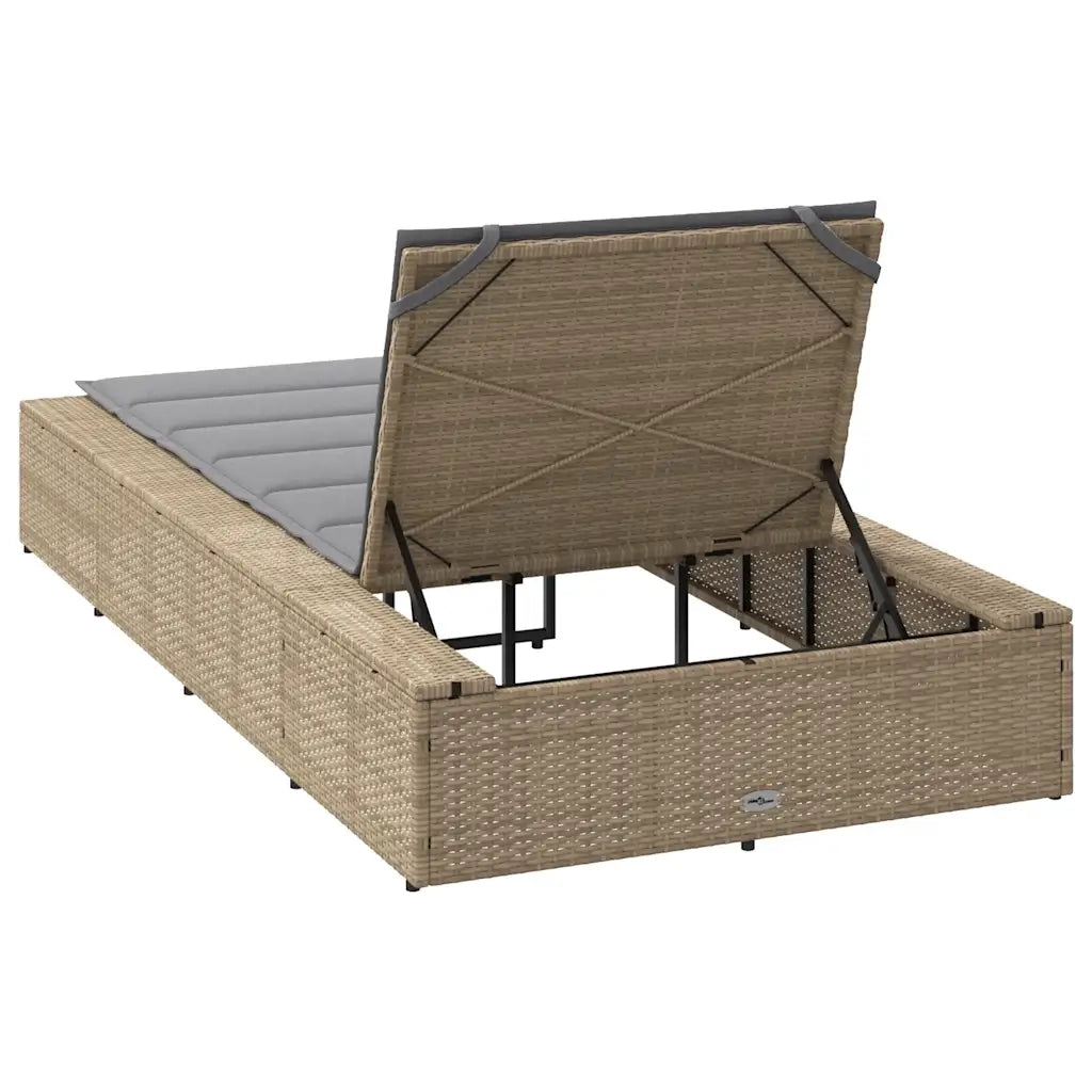 Lettino Prendisole con Cuscino Galleggiante Beige in Polyrattan 4104205