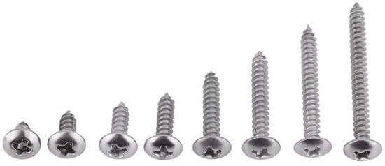Assortimento di Viti a Tappo RVS - 200 Pezzi - Viti Autoalimentanti - Corrosione Resistente - Diversi Tipi di Testa