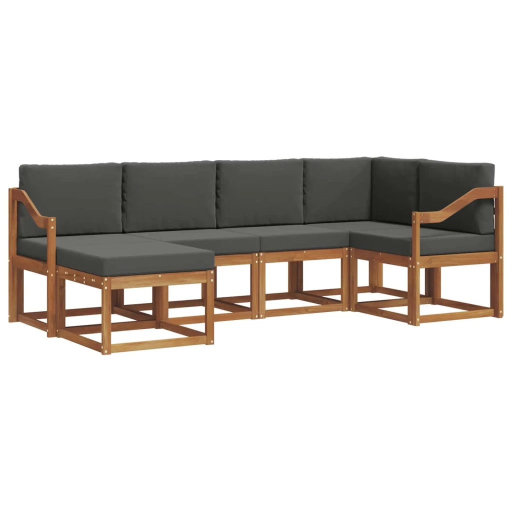 Set di divani da esterno con cuscino 6 pcs Naturale e Antracite