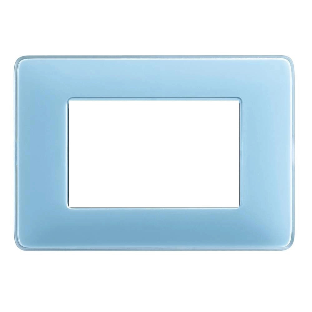 Trade Shop - Placchette Placche In Abs Compatibili Per Serie Living International Placca - Azzurro -3 Fori     -