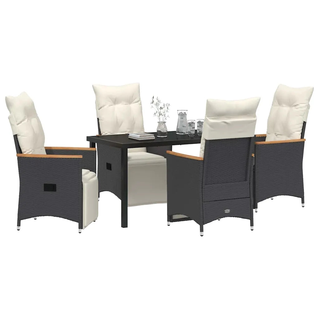 Set da Pranzo per Giardino con cuscino 5 pcs Nero polyrattan 3379613