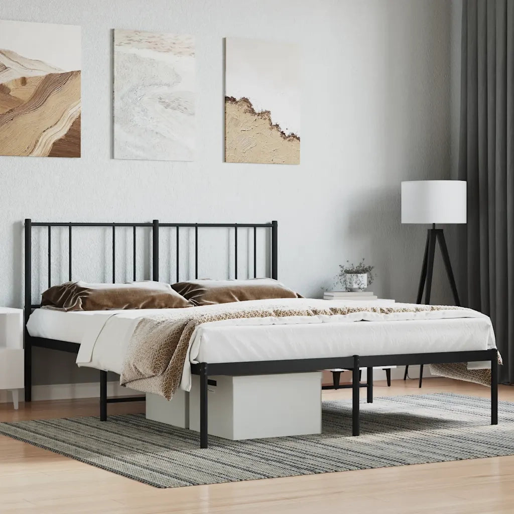 Giroletto con Testiera-Struttura Letto con testiera in Metallo Nero 120x190 cm 675964