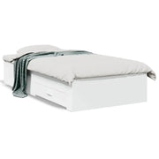 Letto singolo | Letto per adulti | Giroletto con Cassetti Bianco 90x200 cm in Legno Multistrato
