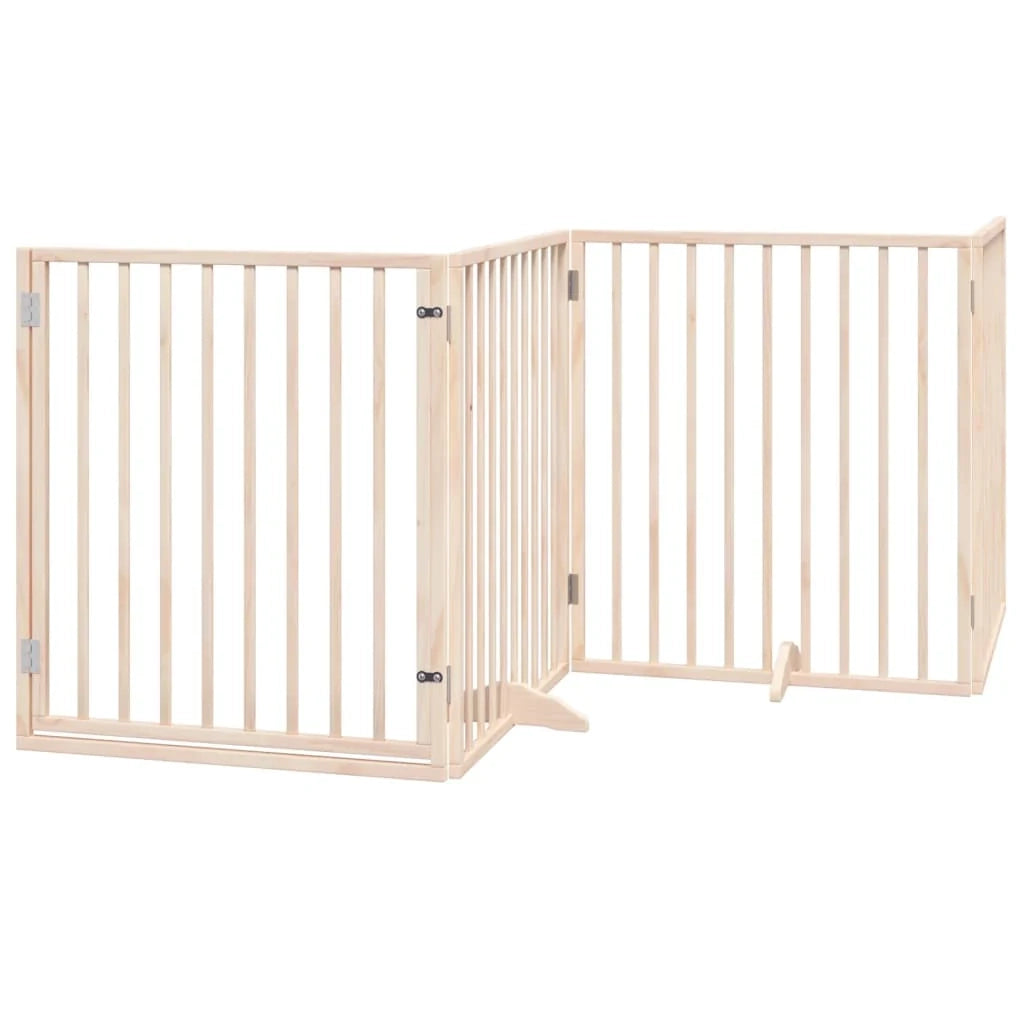 Cancelletto di sicurezza per animali domestici porta pieghevole 8 pannelli legno di pioppo marrone 02_0023242