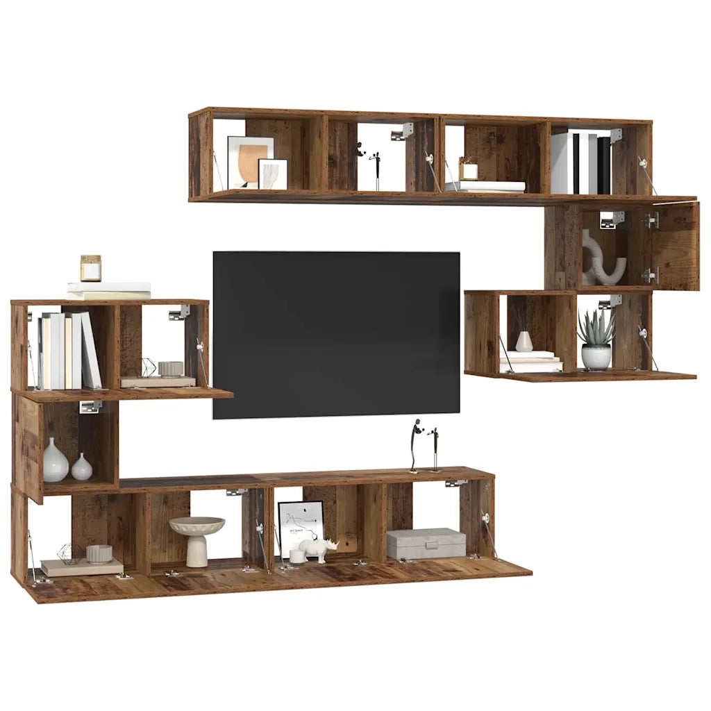 Set mobile TV 8 pcs Legno vecchio Legno multistrato 3393216