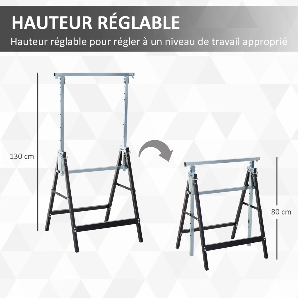 Tavolo Pieghevole Regolabile ¨C Zephmum ¨C Nero 80-130 cm