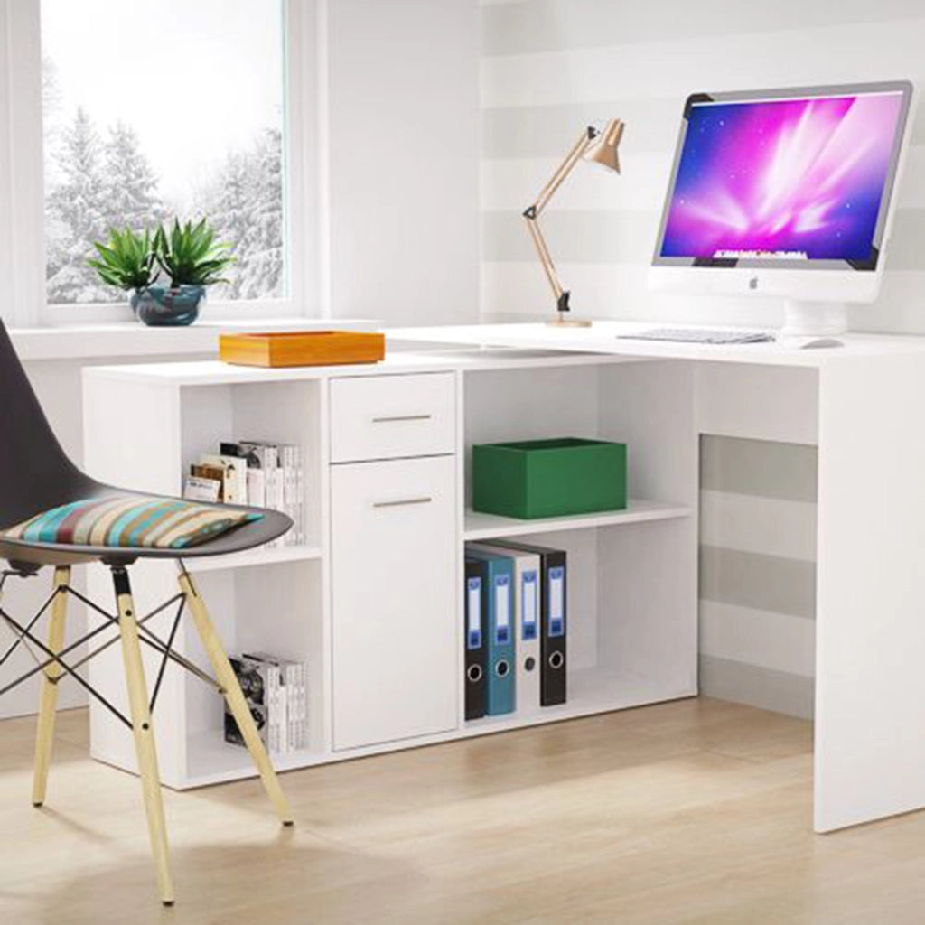 Linare, Scrivania Modulabile, 122x120x75h cm Bianco