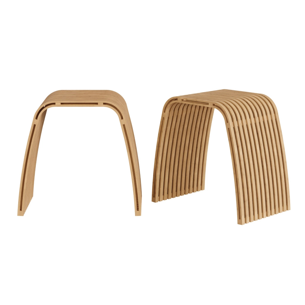 Set di 2 Sedute Multiuso Jysa in Bambù Sgabelli Bassi 45 x 50 x 31 cm - Naturale [en.casa]