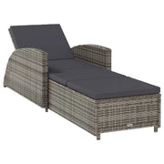 Sdraio sdraio lettino lettino da giardino terrazza arredo da esterno con cuscino grigio scuro resina intrecciata grigia 02_0012493