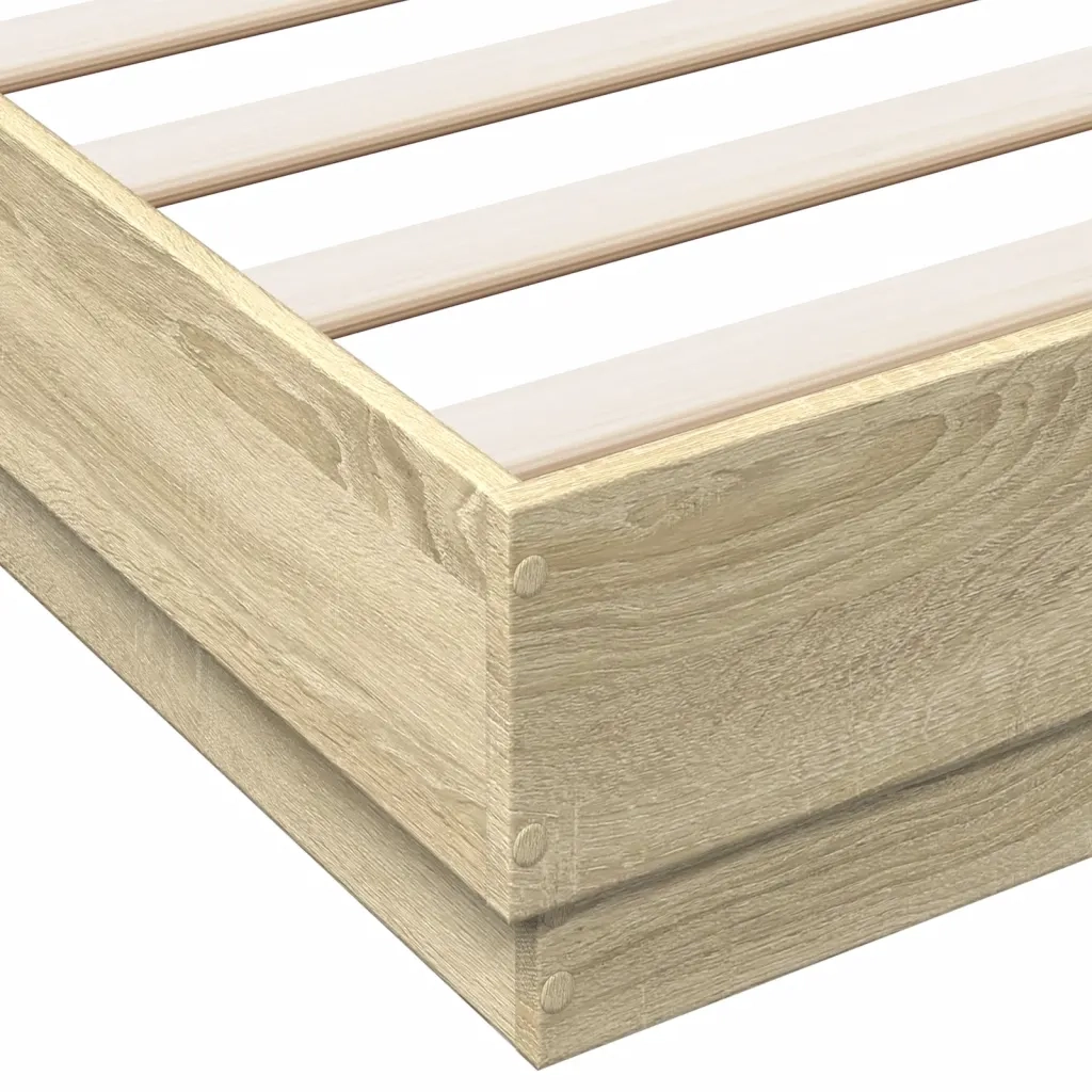 Giroletto con Luci LED-Struttura Letto Rovere Sonoma 160x200 cm