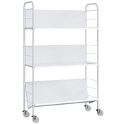 Libreria/scaffale contenitore a 3 ripiani con ruote, scaffale portagiochi per camera da letto, 69 x 26 x 108 cm, bianco