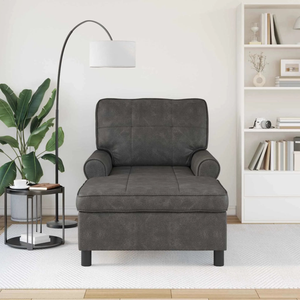 Chaise Lounge con cuscino Nero 91 x 157 x 91 cm Pelle Sintetica