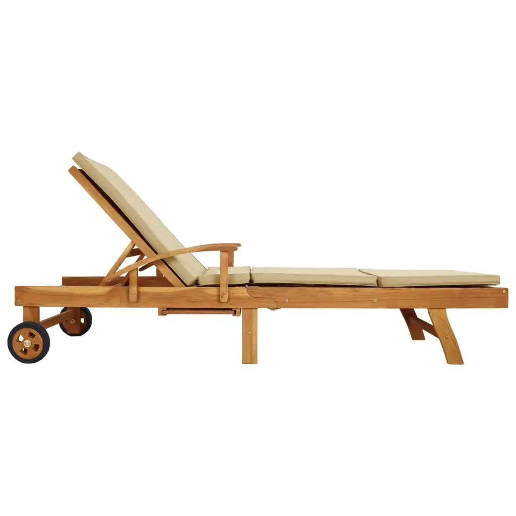 Lettino da sole 100% Poliestere Teak Solido