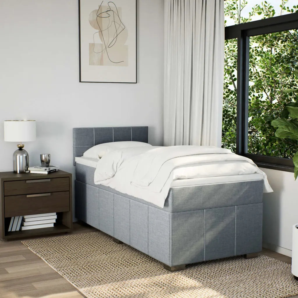 Giroletto a Molle con Materasso Grigio Chiaro100x200 cm Tessuto 3289279