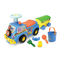 Camioncino con Rimorchio per Bambini Ride-On Disney Stitch e Accessori da Spiaggia Azzurro
