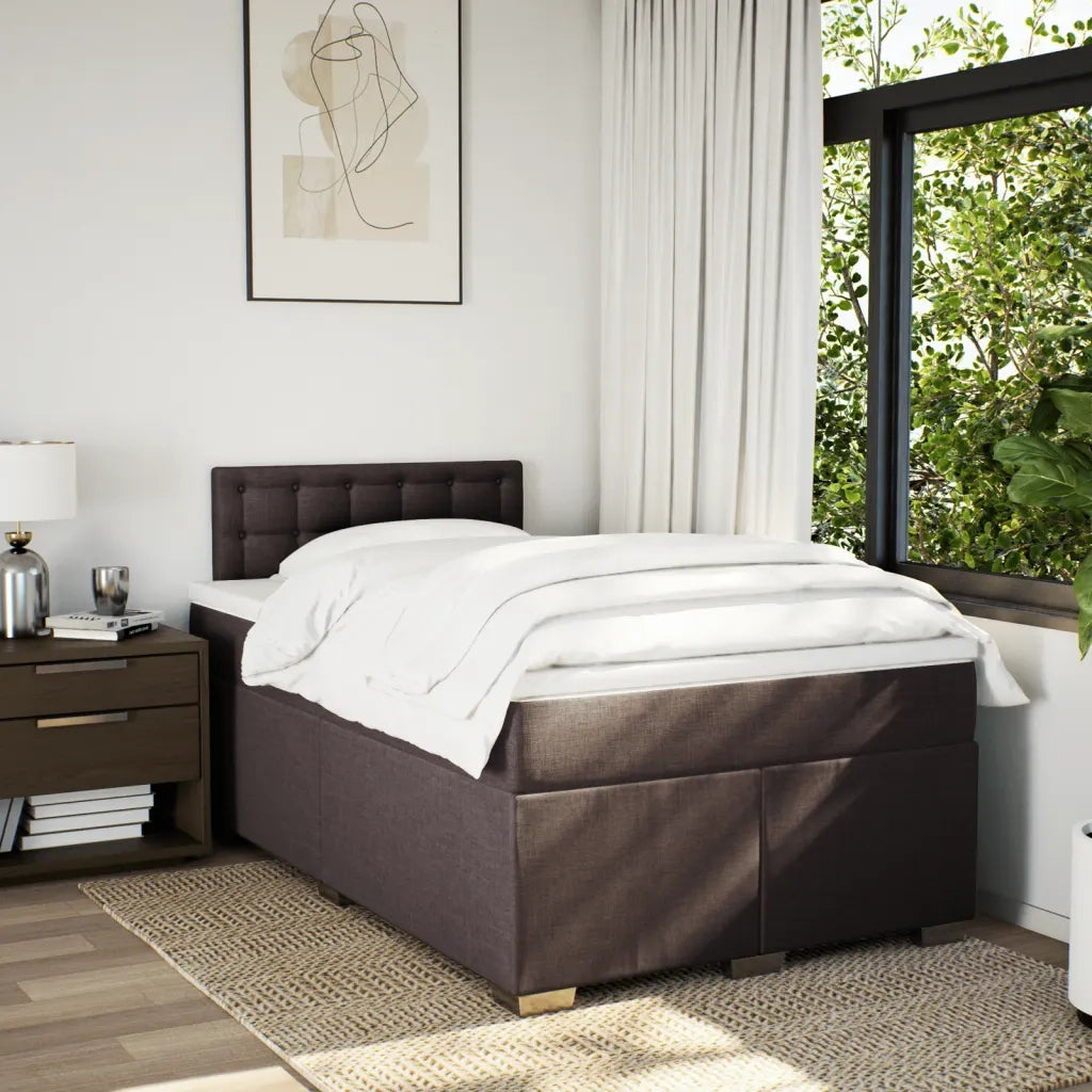 Giroletto a Molle con Materasso Marrone Scuro 120x190cm Tessuto