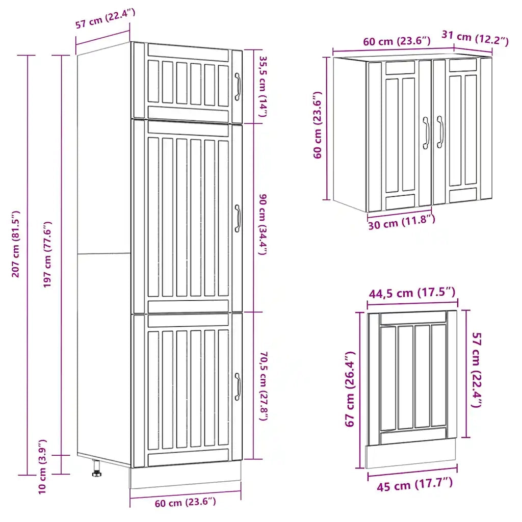 Set Mobili da Cucina 8 pz Kalmar Legno Vecchio in Truciolato 3314809