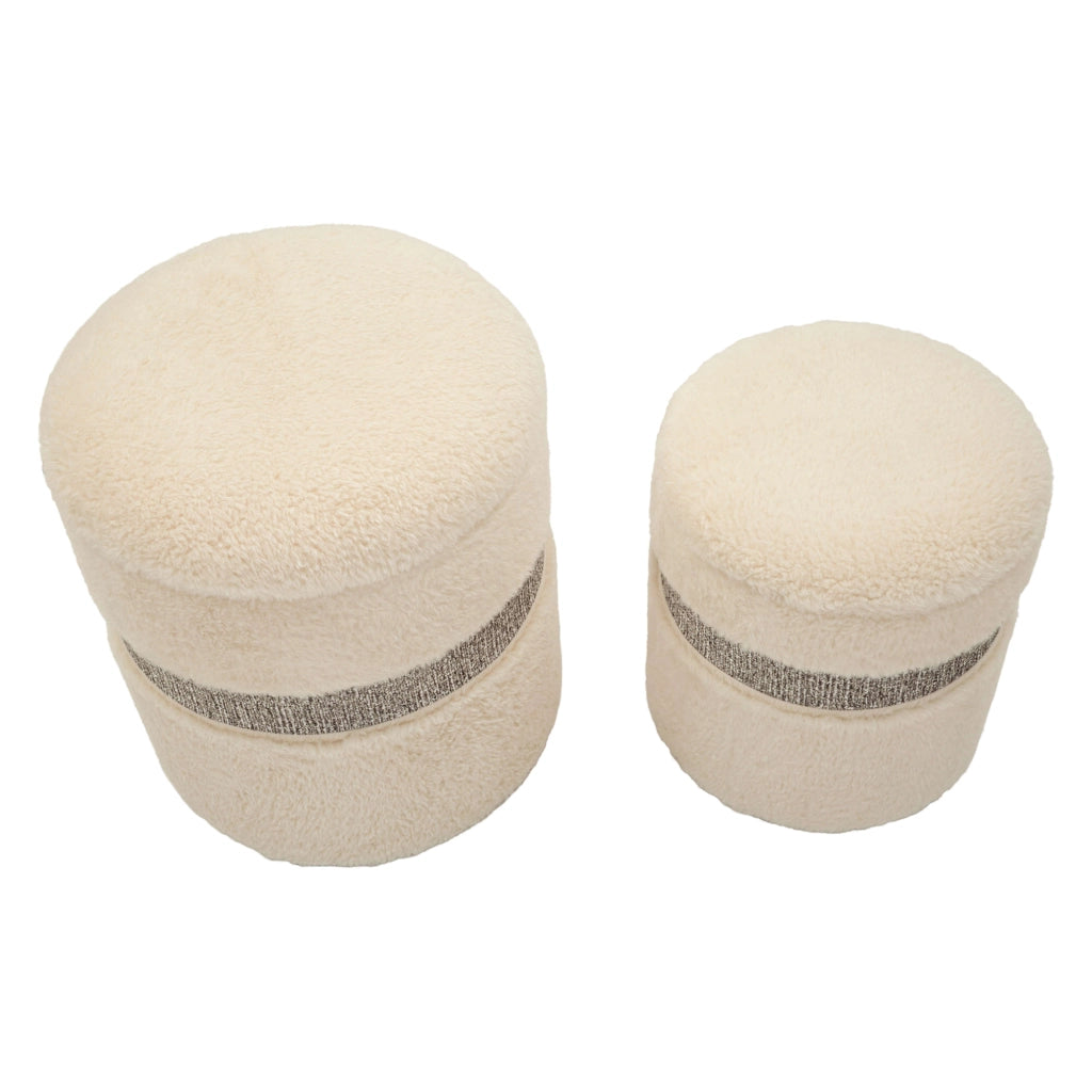 Luder, Pouf Contenitore set da 2, 40x40x47h cm Bianco Crema