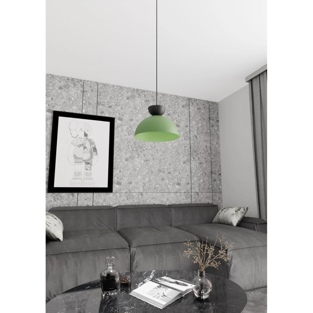 Lampada a sospensione Lunaro verde con dettagli neri