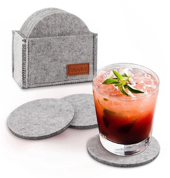 Set di supporti per bicchieri in velluto, set di 12 per bicchieri, bar, tazze e bicchieri - supporti per tavolo in velluto (grigio chiaro)