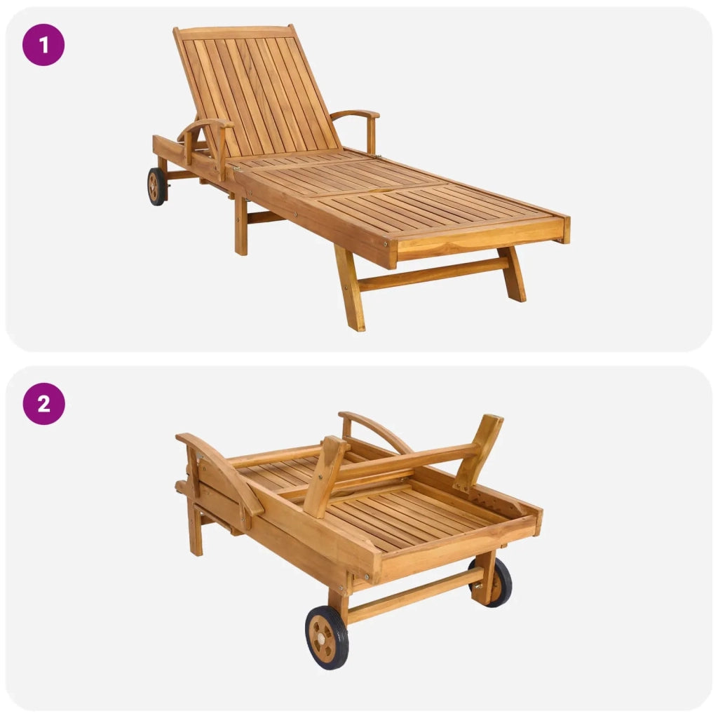 Lettino da sole 1-persona Marrone Legno di teak solido