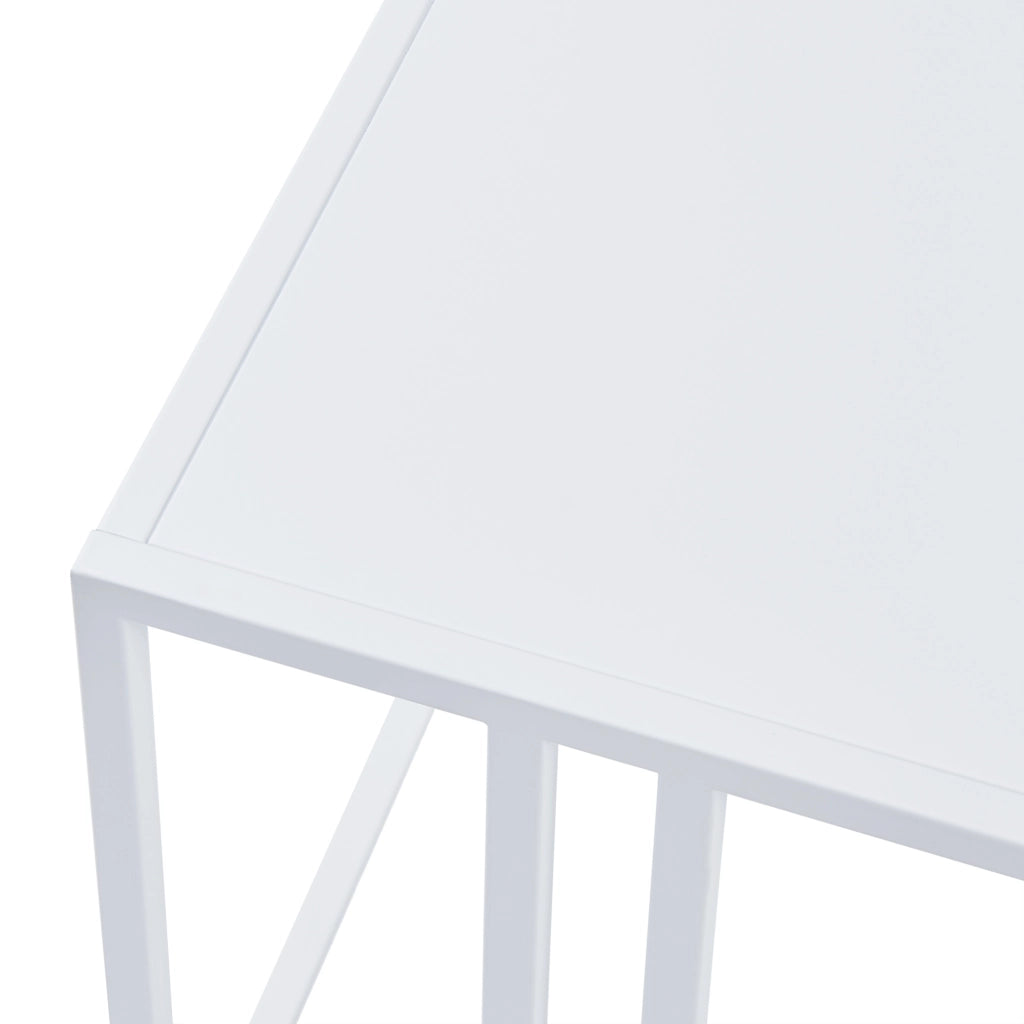 Tavolino Basso Kumlinge in Acciaio con Ripiani Quadrati 47 x 45 x 45 cm Bianco [en.casa]