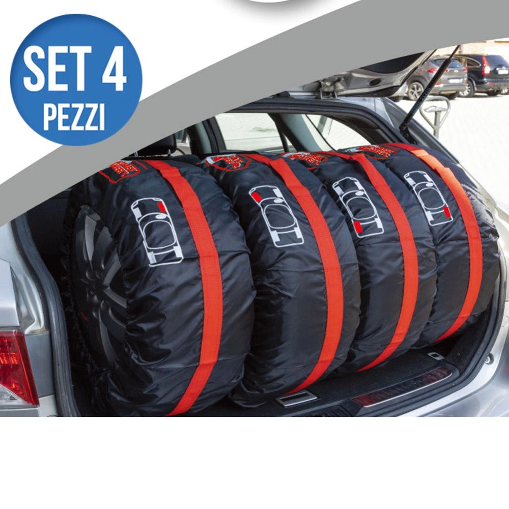 Trade Shop - Set 4pz Borsa Custodia Protezione Pneumatici Auto Cover Storage Gomme Ruote 65cm -