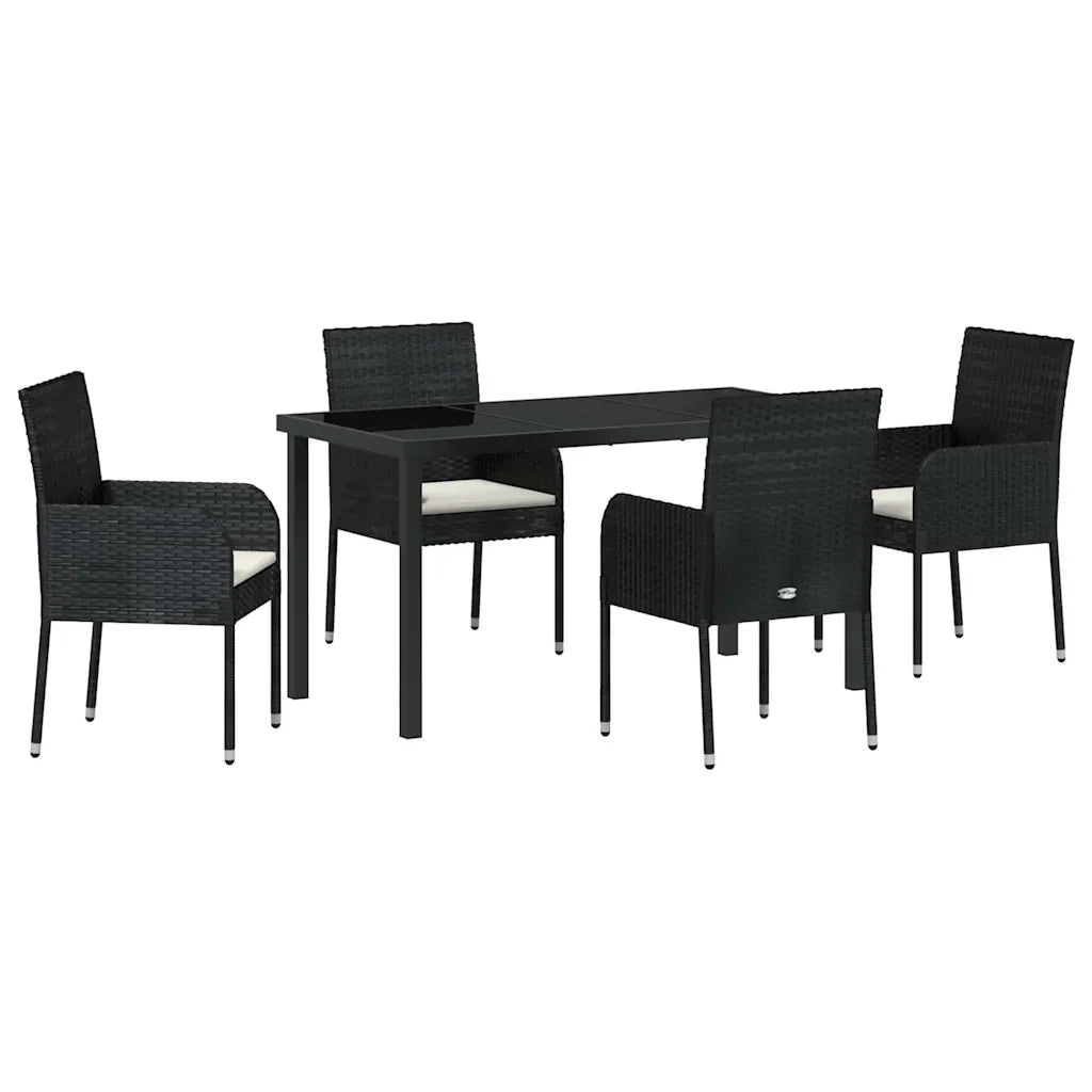 Set da Pranzo per Giardino con cuscino 5 pcs Nero polyrattan 3380101