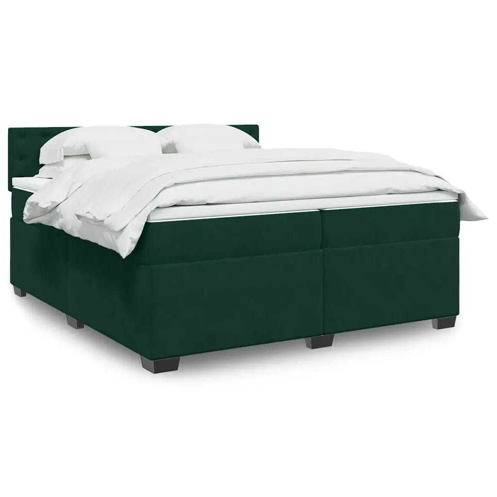 Giroletto a Molle con Materasso Verde Scuro 200x200 cm Velluto